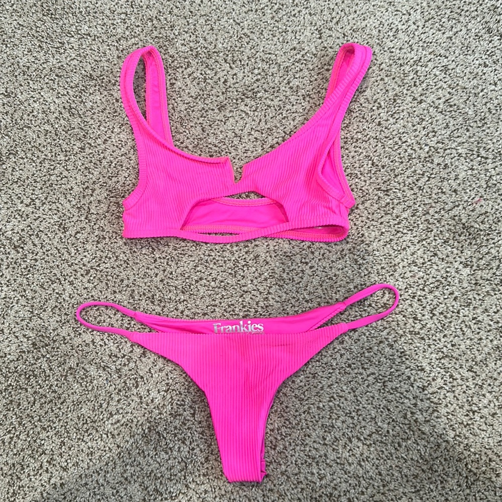 Frankie’s Bikinis hot pink swimsuit XS